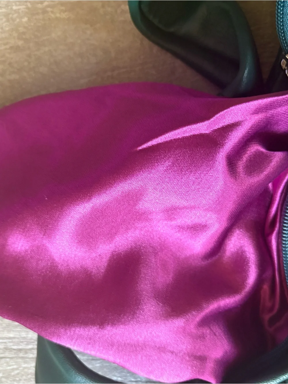 Green Ruched Hobo Bag leather by Nora Yahn